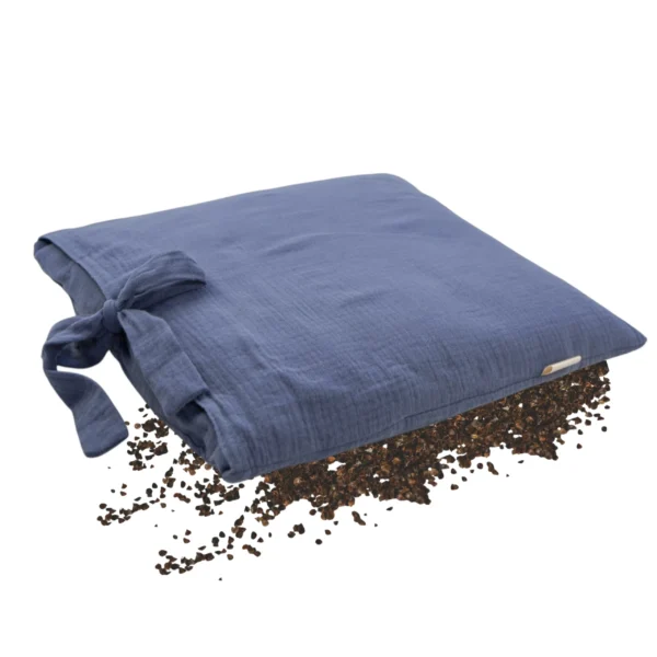 Poduszka z łuską gryki , naturalna , muślin bawełniany 40/40 – grey blue
