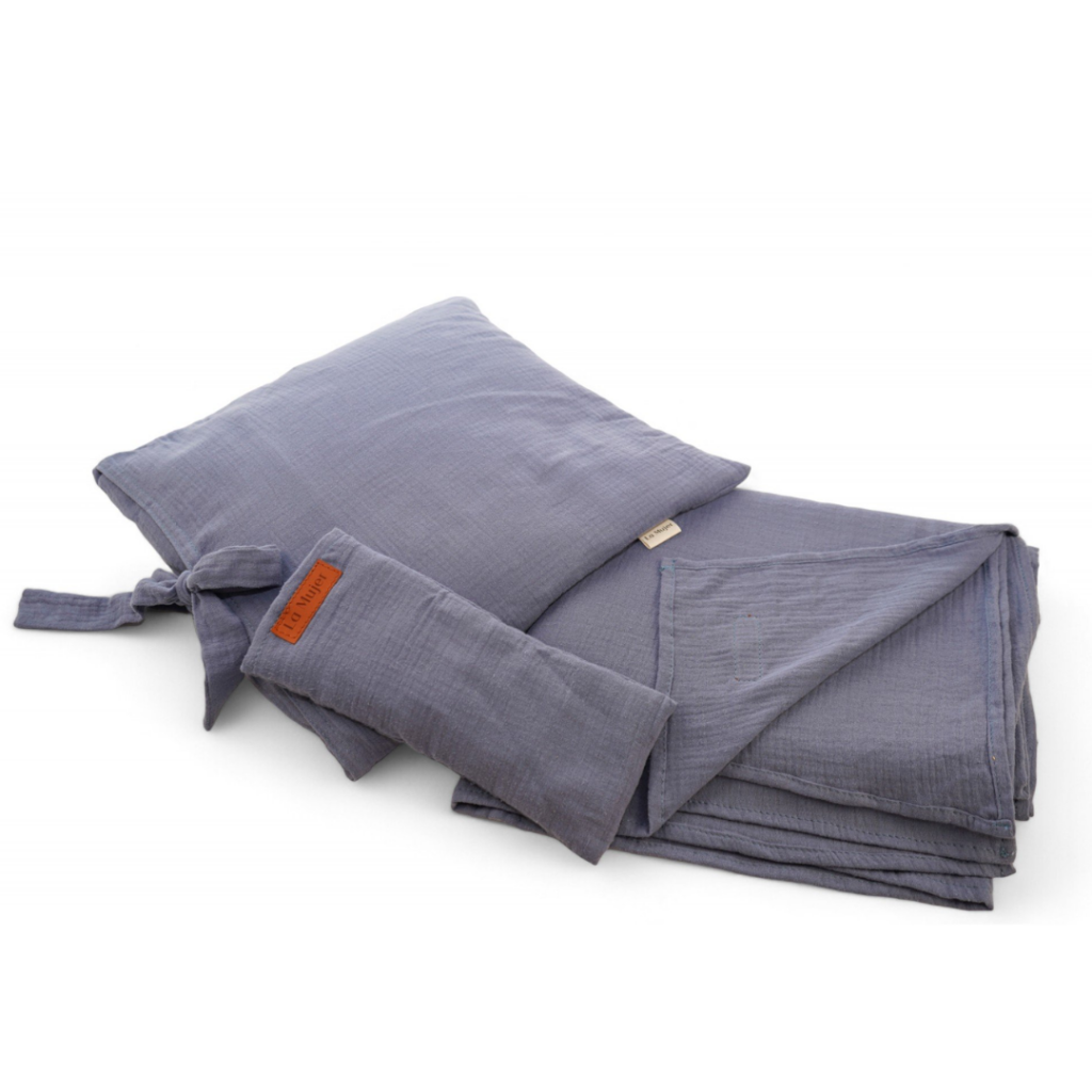 Zestaw do joga nidra, shavasana - muślinowy - Grey Blue