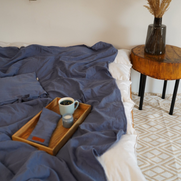 Zestaw do joga nidra, shavasana – muślinowy – Grey Blue