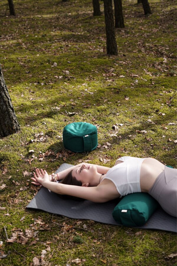 Wałek do jogi z gryką, bolster – green cotton