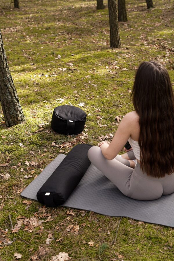 Wałek do jogi z gryką, bolster – black cotton