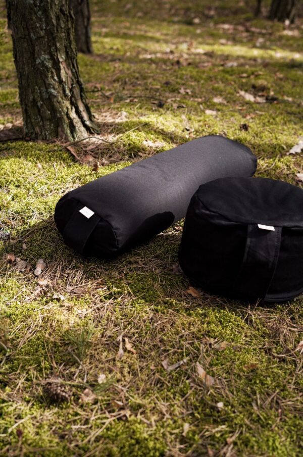 Wałek do jogi z gryką, bolster – black cotton