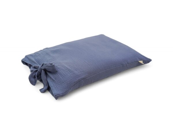 Poduszka z łuską gryki , naturalna , muślin bawełniany 50×35 cm – grey blue