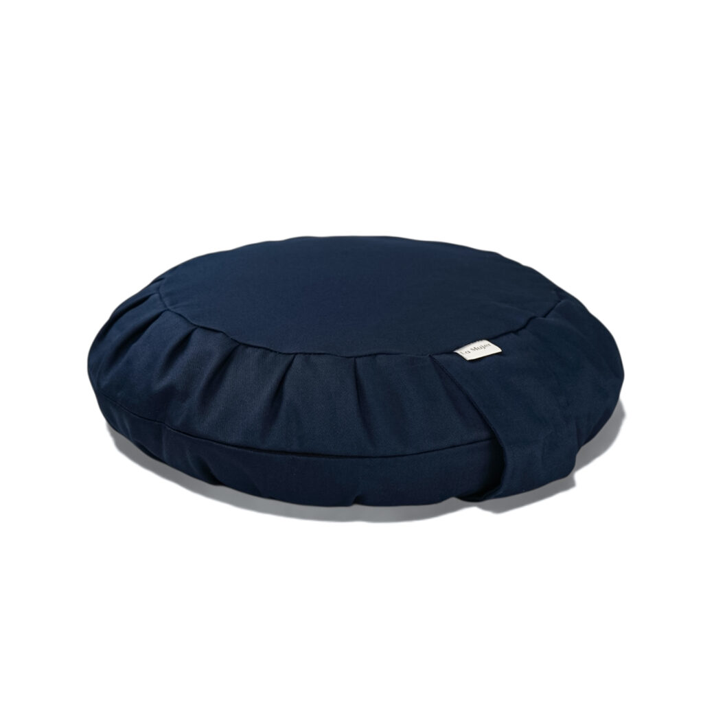 Poduszka do medytacji, zafu z gryką – natural cotton flat granatowa