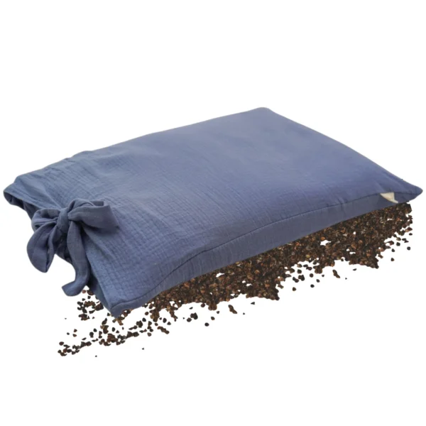 Poduszka z łuską gryki , naturalna , muślin bawełniany 50×35 cm – grey blue